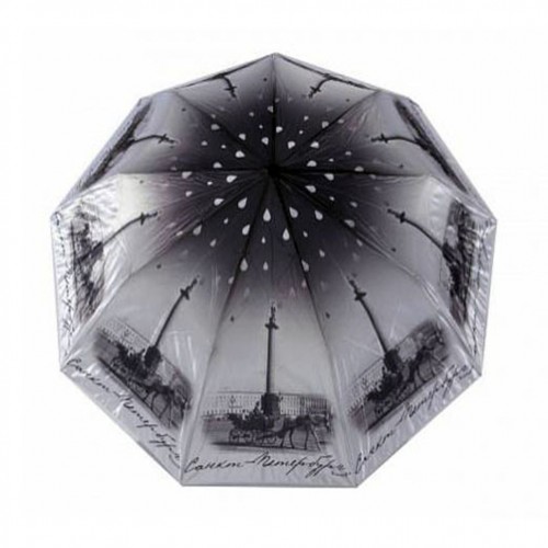 Зонт женский 3 сложения полуавтомат сатин "Санкт-Петербург" диаметр купола 102 см 9 спиц