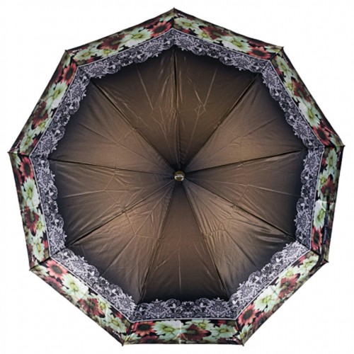 Зонт женский 3 сложения полуавтомат "Кайма" сатин диаметр купола 107 см 9 спиц