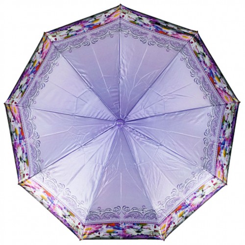 Зонт женский 3 сложения полуавтомат "Кайма" сатин диаметр купола 107 см 9 спиц