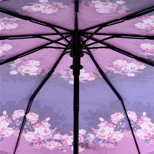 Зонт женский 3 сложения автомат "Полевые цветы" 9 спиц