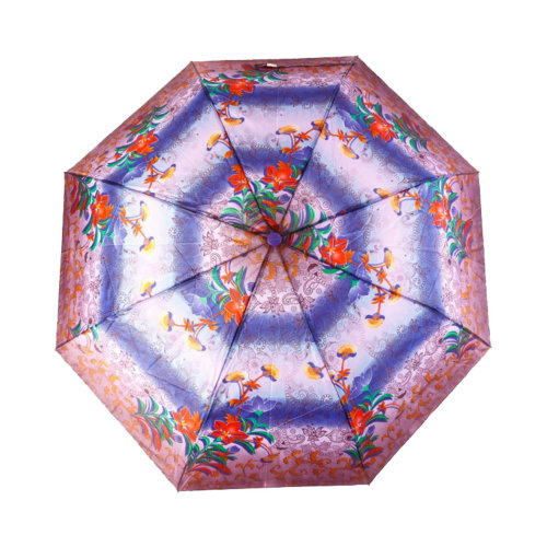 Зонт женский 3 сложения полуавтомат " Цветной " َполиэстер 8 спиц